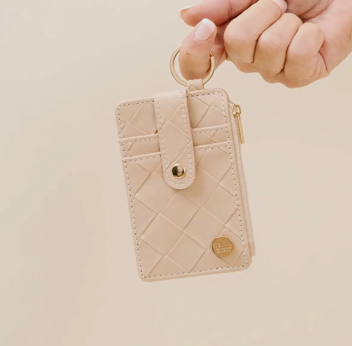 Woven Cognac Keychain Wallet